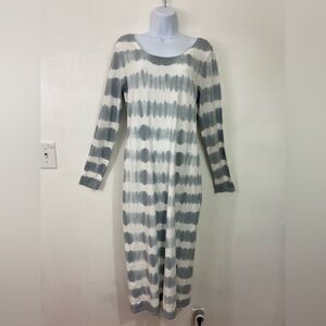 Peruvian Connection Beachcomber Tie Dye Maxi Dress Sz Medium Grey White